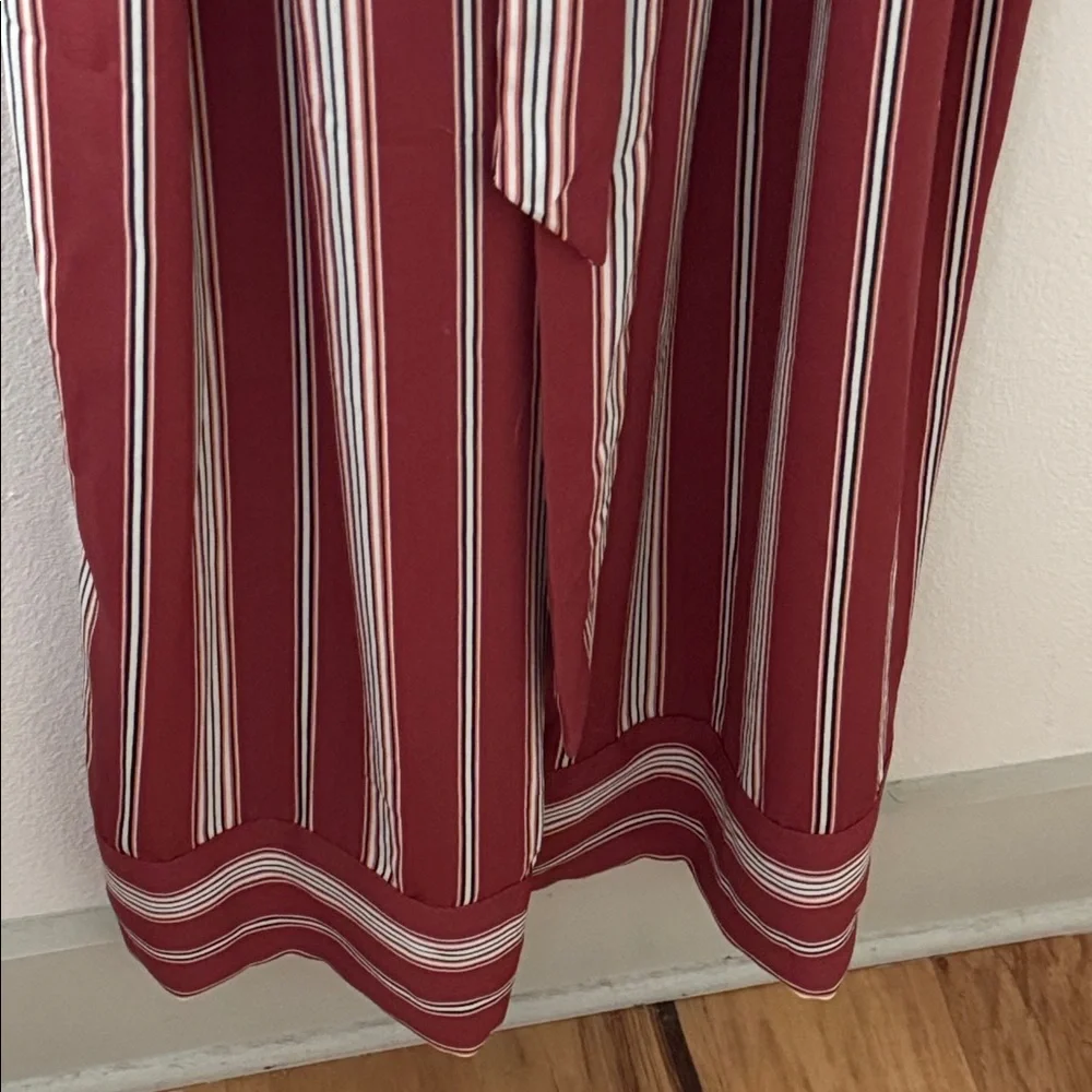 Xhilaration Terracotta Striped Sleeveless V neck button up wide leg jumpsuit‎ L